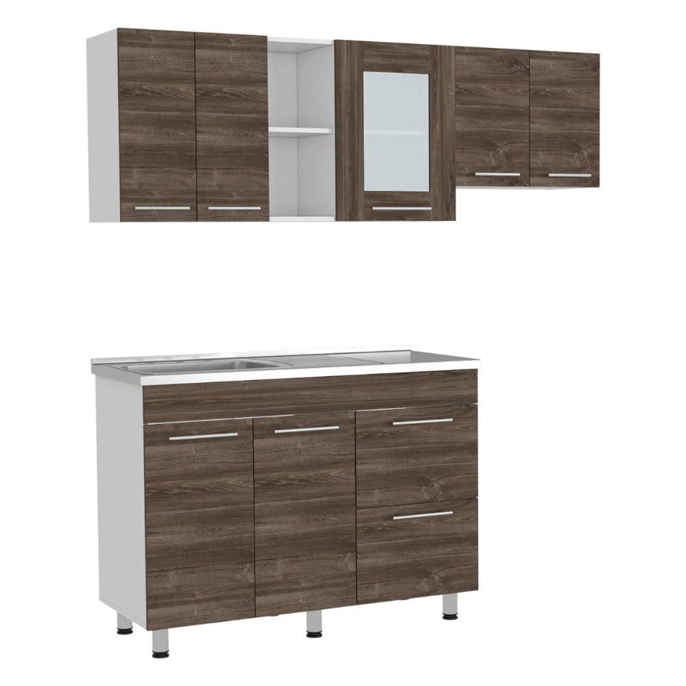 COCINA INTEGRAL KIRET, AVELLANA Y BLANCO, INCLUYE MESÓN IZQUIERDO HC