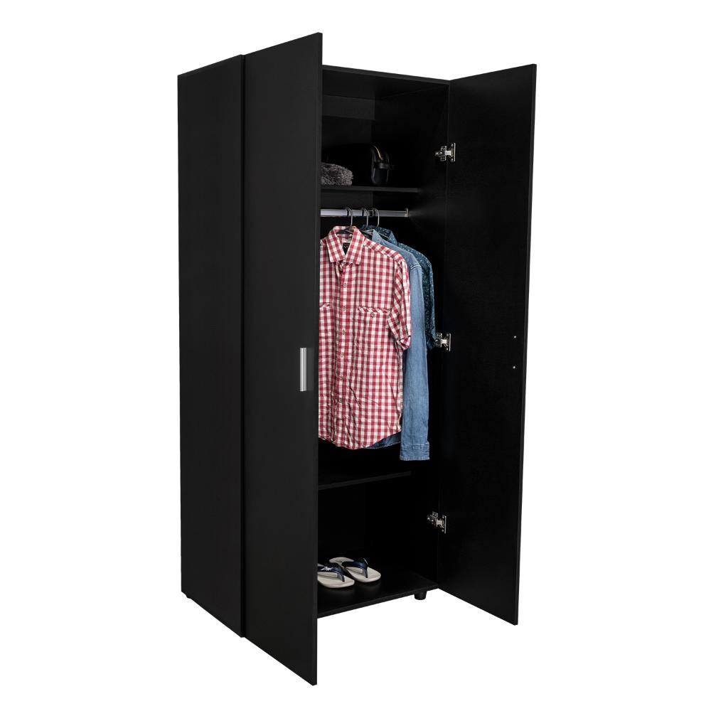 CLOSET CARLOTA, WENGUE, CON UN TUBO CROMADO Y DOS ENTREPAÑOS