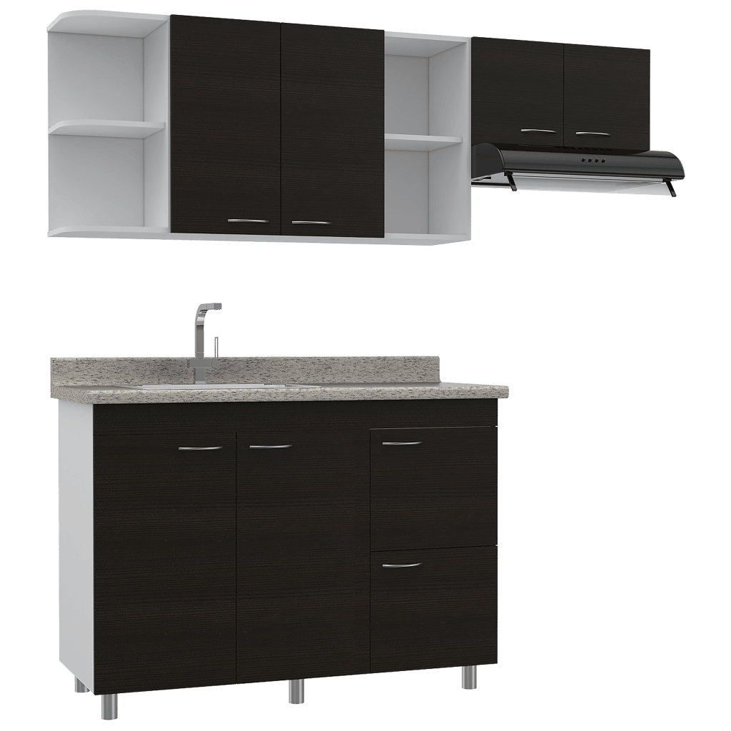 COCINA INTEGRAL GIOTTO, BLANCO Y WENGUE, INCLUYE MESÓN IZQUIERDO