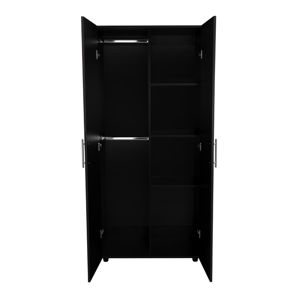 CLOSET TERA, WENGUE Y NEGRO,  DOS PUERTAS ABATIBLES Y DOS TUBOS CROMADOS