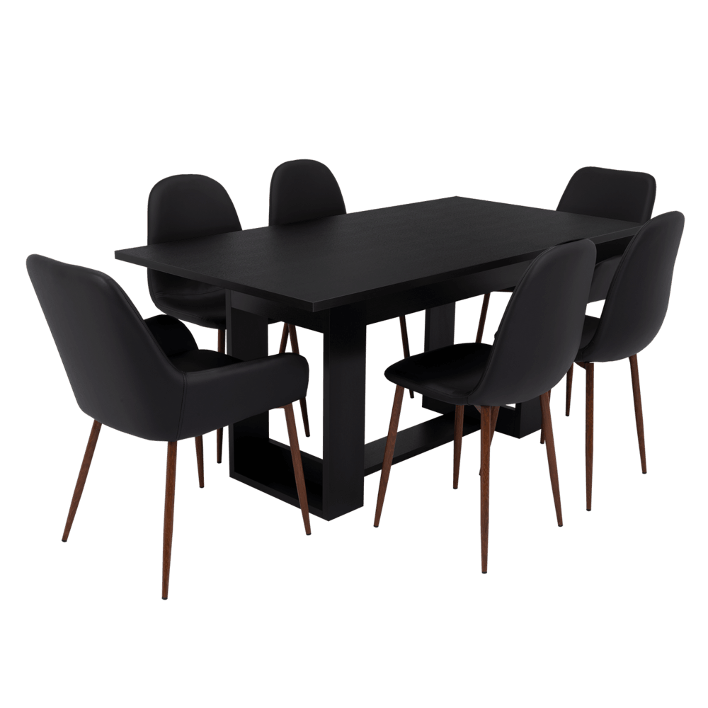 COMBO COMEDOR SATURA, WENGUE Y CAFÉ CLARO, INCLUYE COMEDOR Y 6 SILLAS