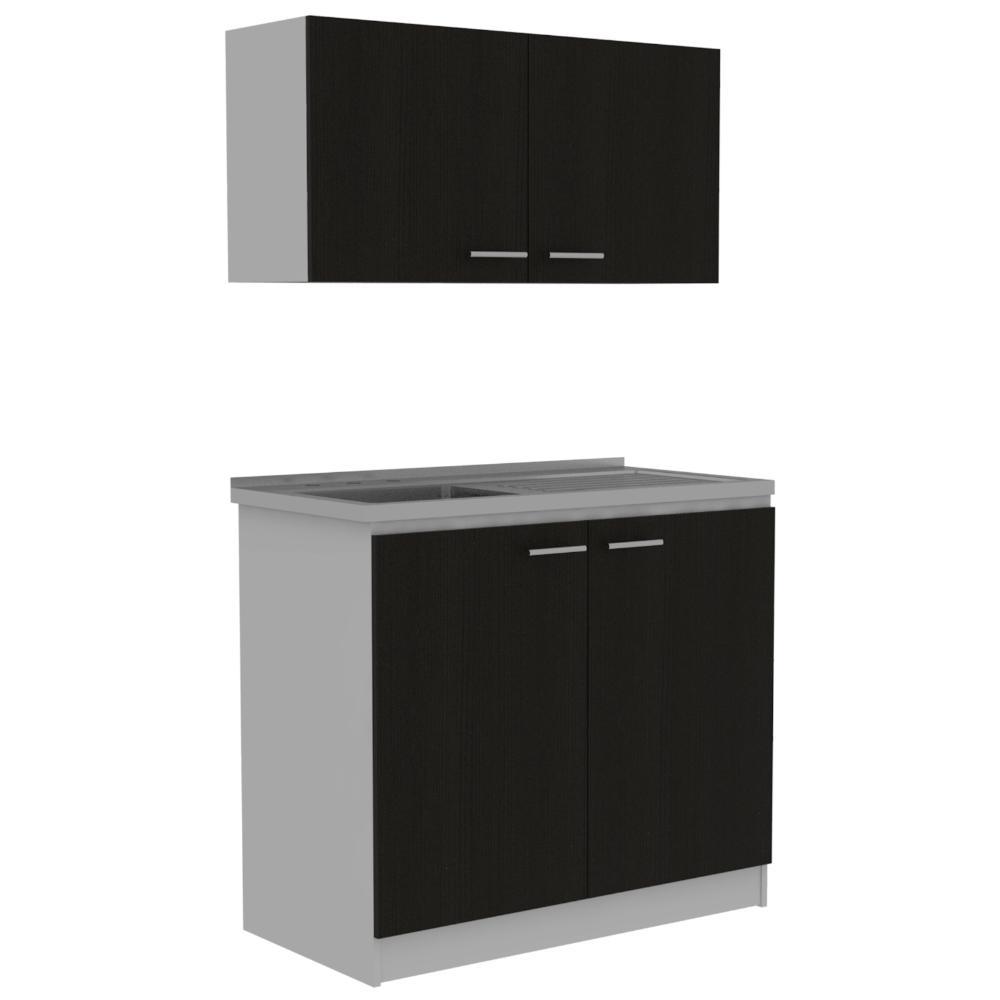 COCINA INTEGRAL ALASTOR, BLANCO Y WENGUE, CON MESÓN IZQUIERDO