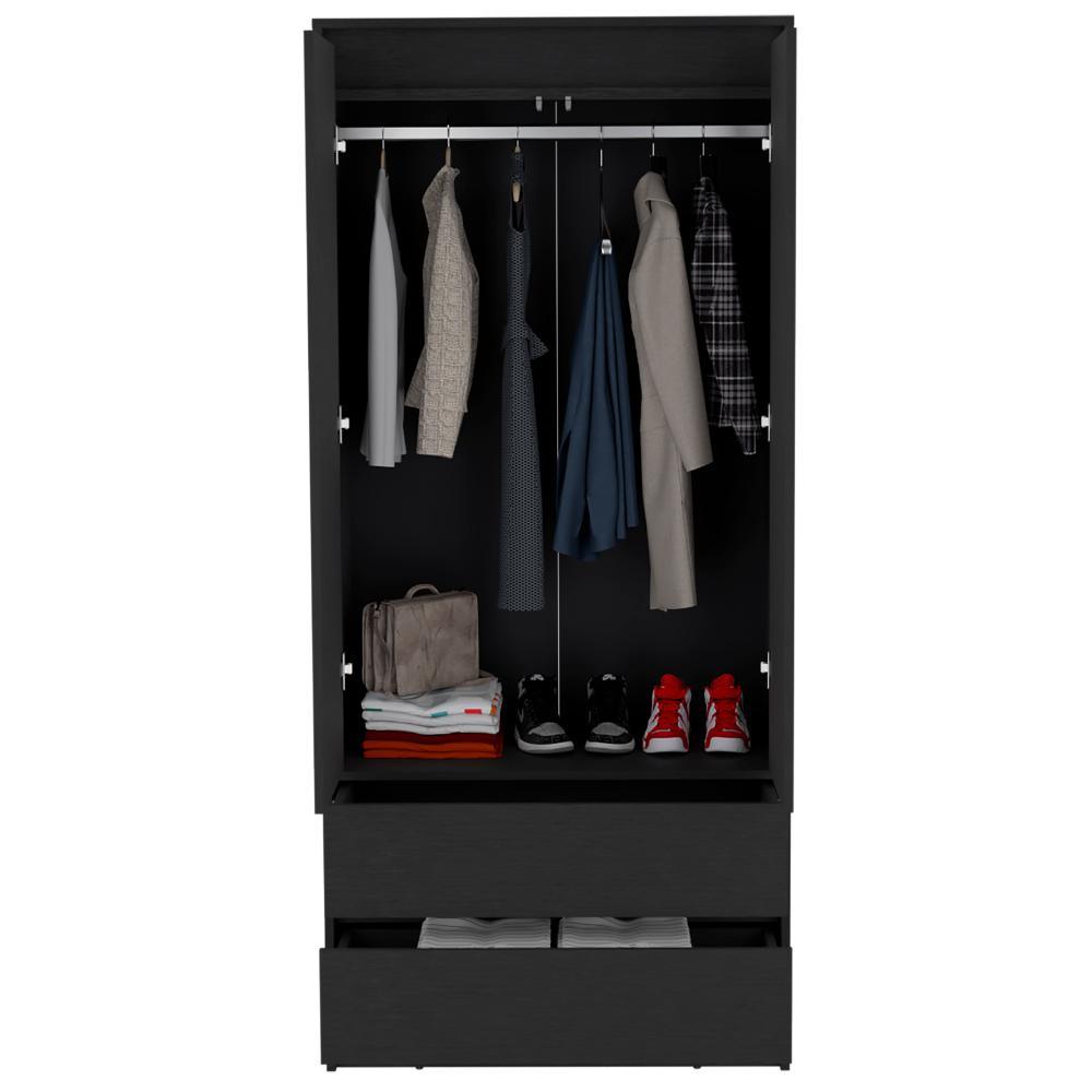 CLOSET CRUELLA, NEGRO, CON DOS PUERTAS ABATIBLES DEBE SER ANCLADO A LA PARED ZF
