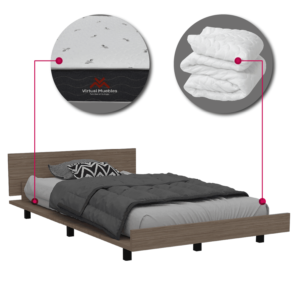 COMBO PARA HABITACIÓN GADEL, INCLUYE CAMA SENCILLA, COLCHÓN Y PROTECTOR