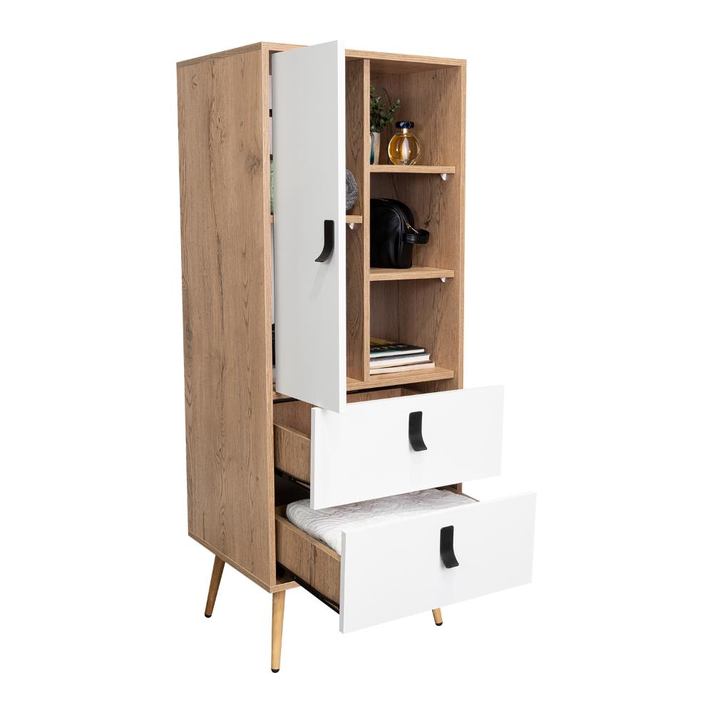 ORGANIZADOR HUNA, BLANCO Y MACADAMIA, CON DOS CAJONES DISEÑO MODERNO