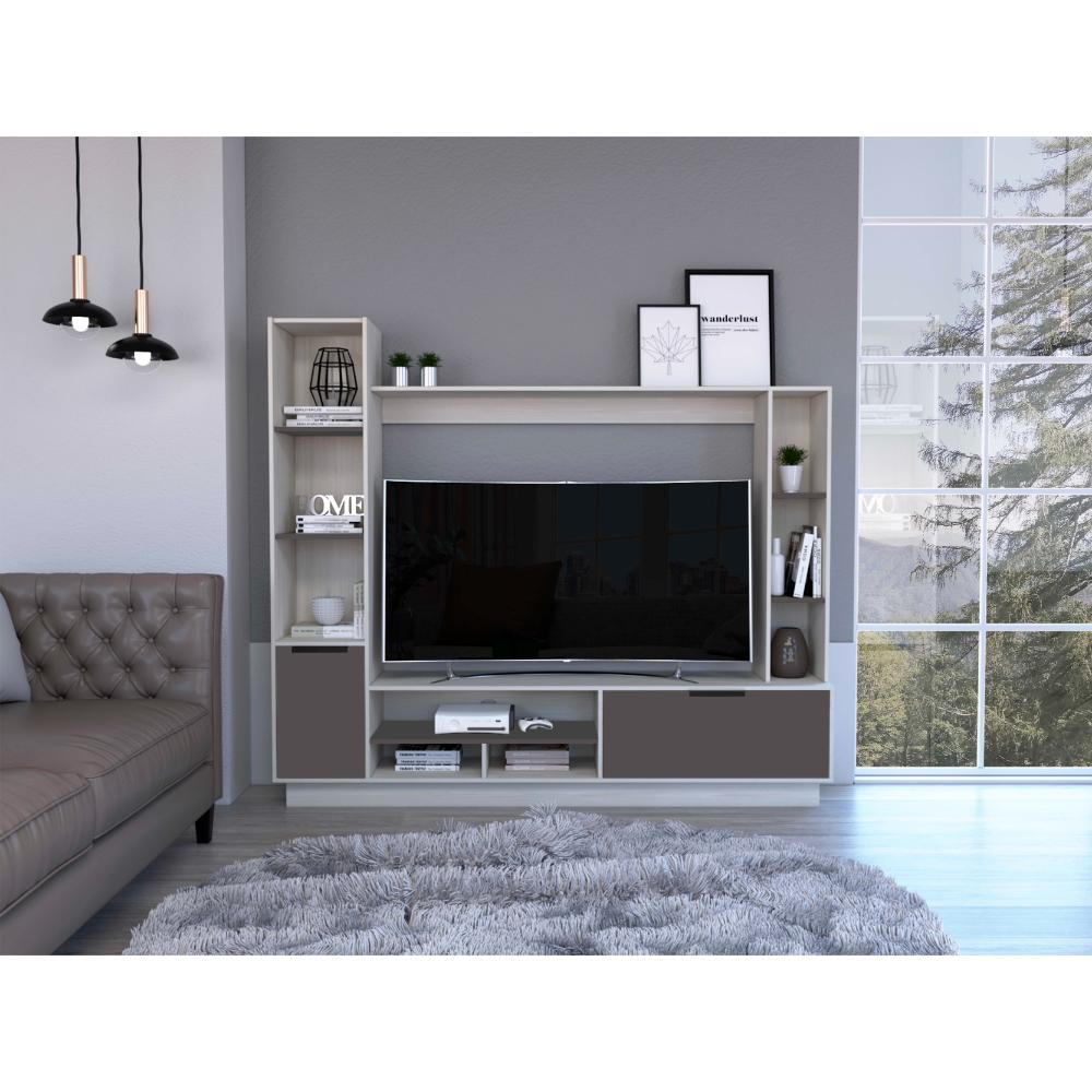 MESA PARA TV MARSEL, NEVADO Y PLATA OSCURO, PARA TELEVISOR PARA 60 PULGADAS