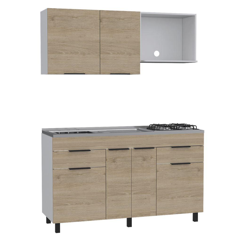 COCINA INTEGRAL PERLA, BEIGE Y BLANCO, INCLUYE MESÓN IZQUIERDO