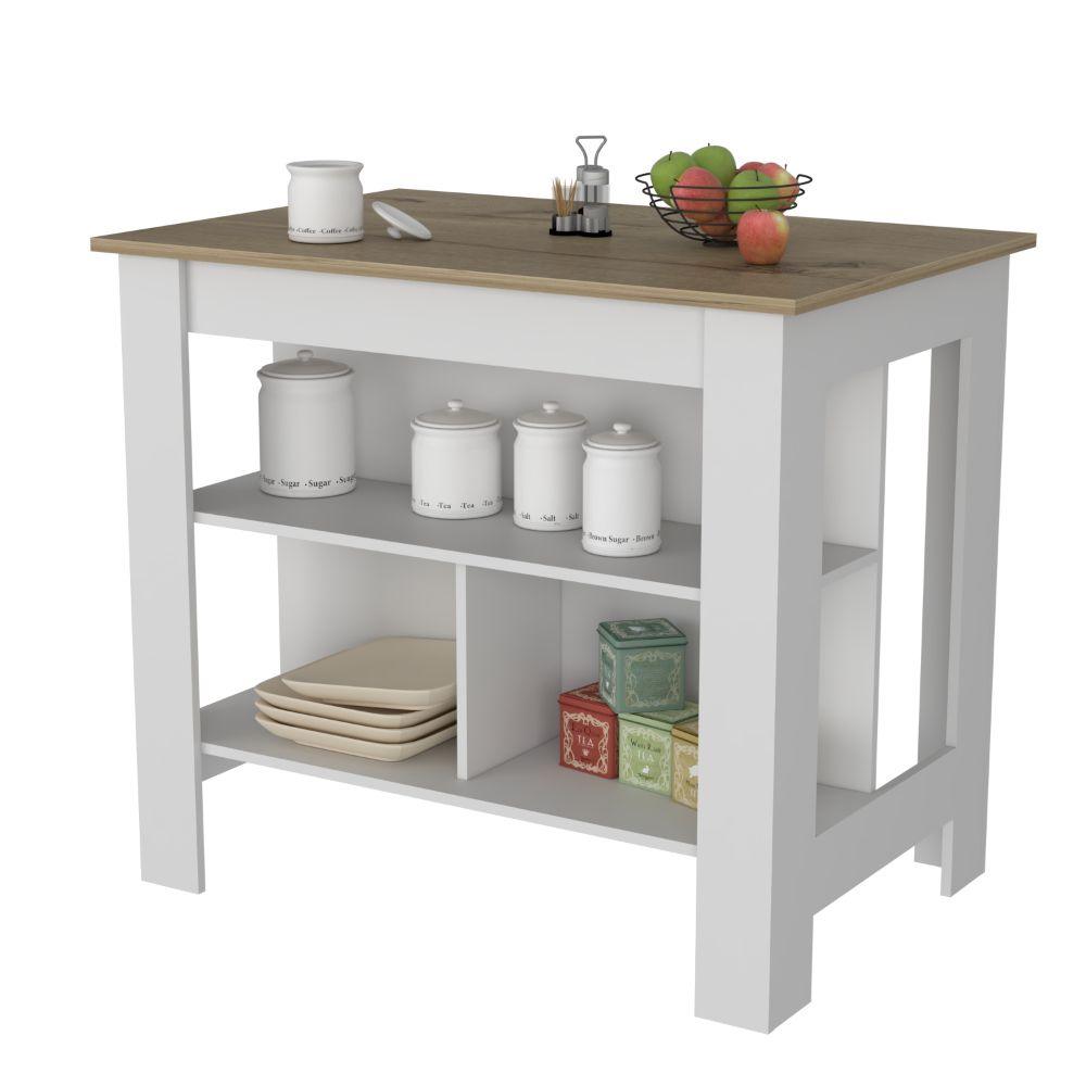 BARRA DE COCINA CALA, CAFÉ CLARO Y BLANCO, CON AMPLIA SUPEICIE EN LA MESA    ZF