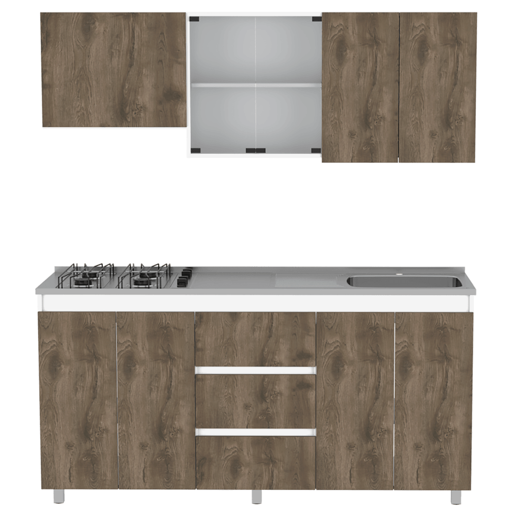 COCINA INTEGRAL VIXMO, BLANCO DUQUEZA Y NOGAL, INCLUYE MESÓN DERECHO