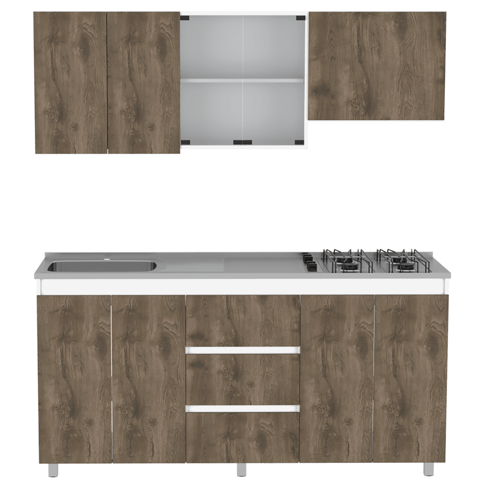 COCINA INTEGRAL VIXMO, BLANCO DUQUEZA Y NOGAL, INCLUYE MESON IZQUIERDO