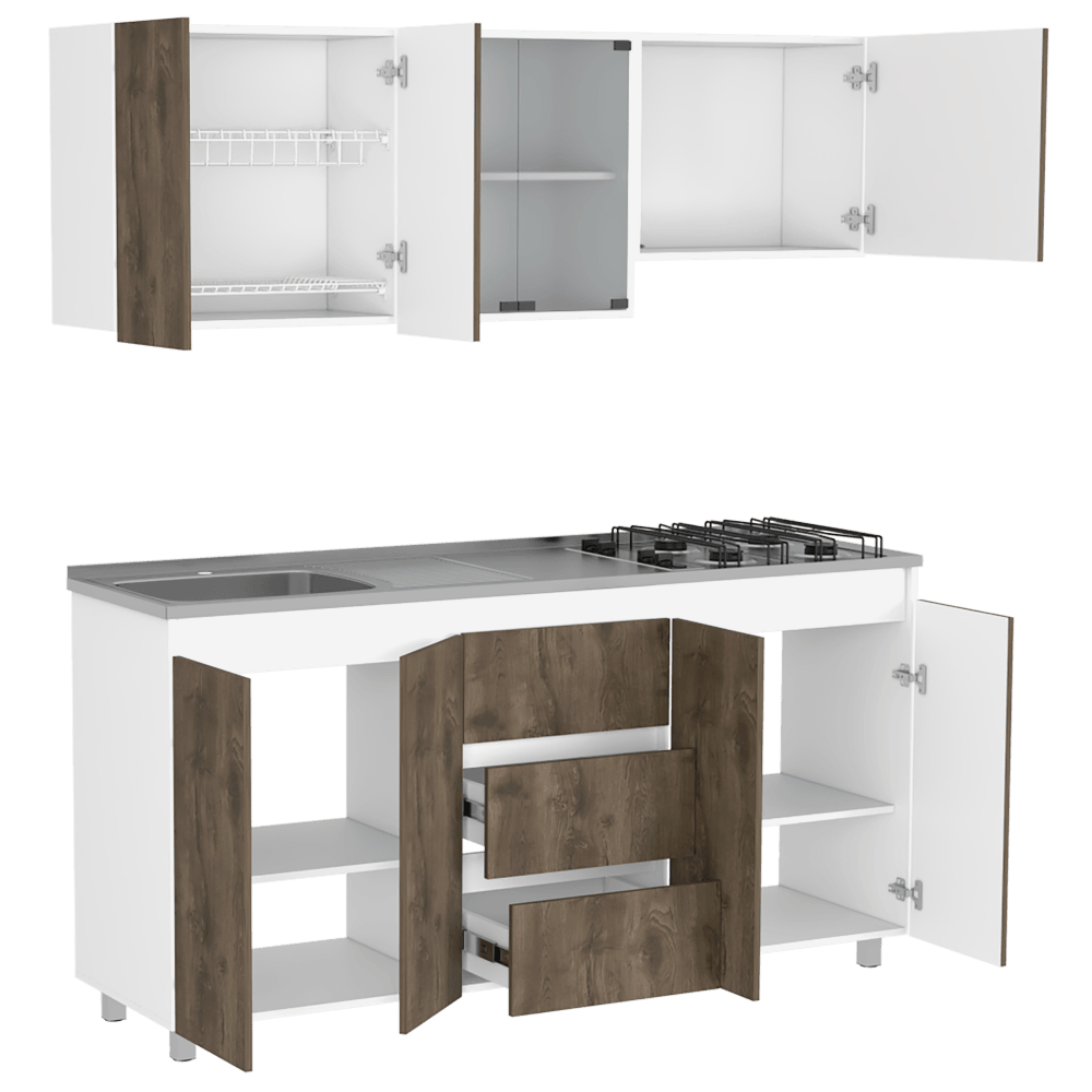 COCINA INTEGRAL VIXMO, BLANCO DUQUEZA Y NOGAL, INCLUYE MESON IZQUIERDO