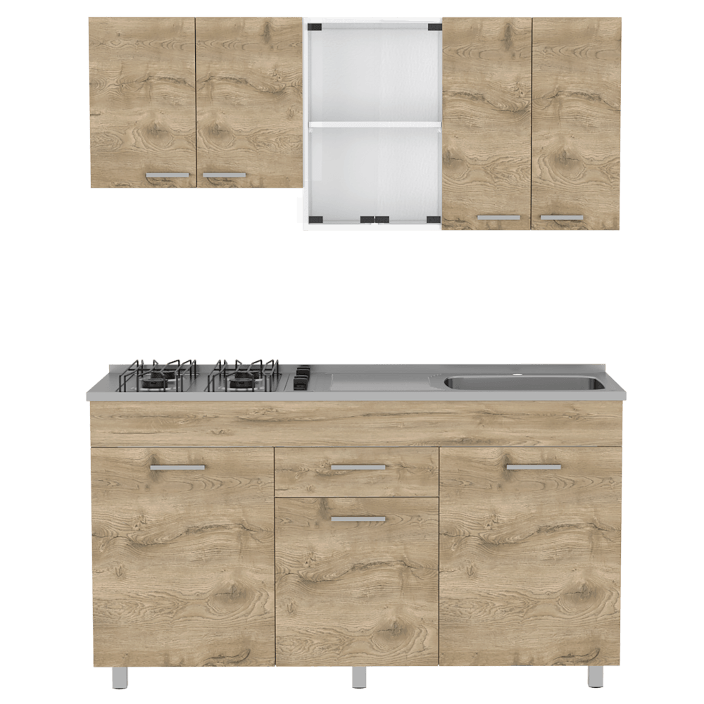 COCINA INTEGRAL ERIS, BLANCO DUQUEZA Y MACADAMIA, INCLUYE MESÓN DERECHO