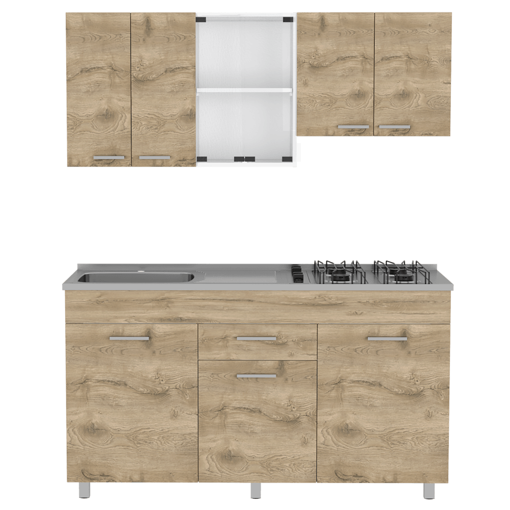 COCINA INTEGRAL ERIS, BLANCO DUQUEZA Y MACADAMIA, INCLUYE MESÓN IZQUIERDO