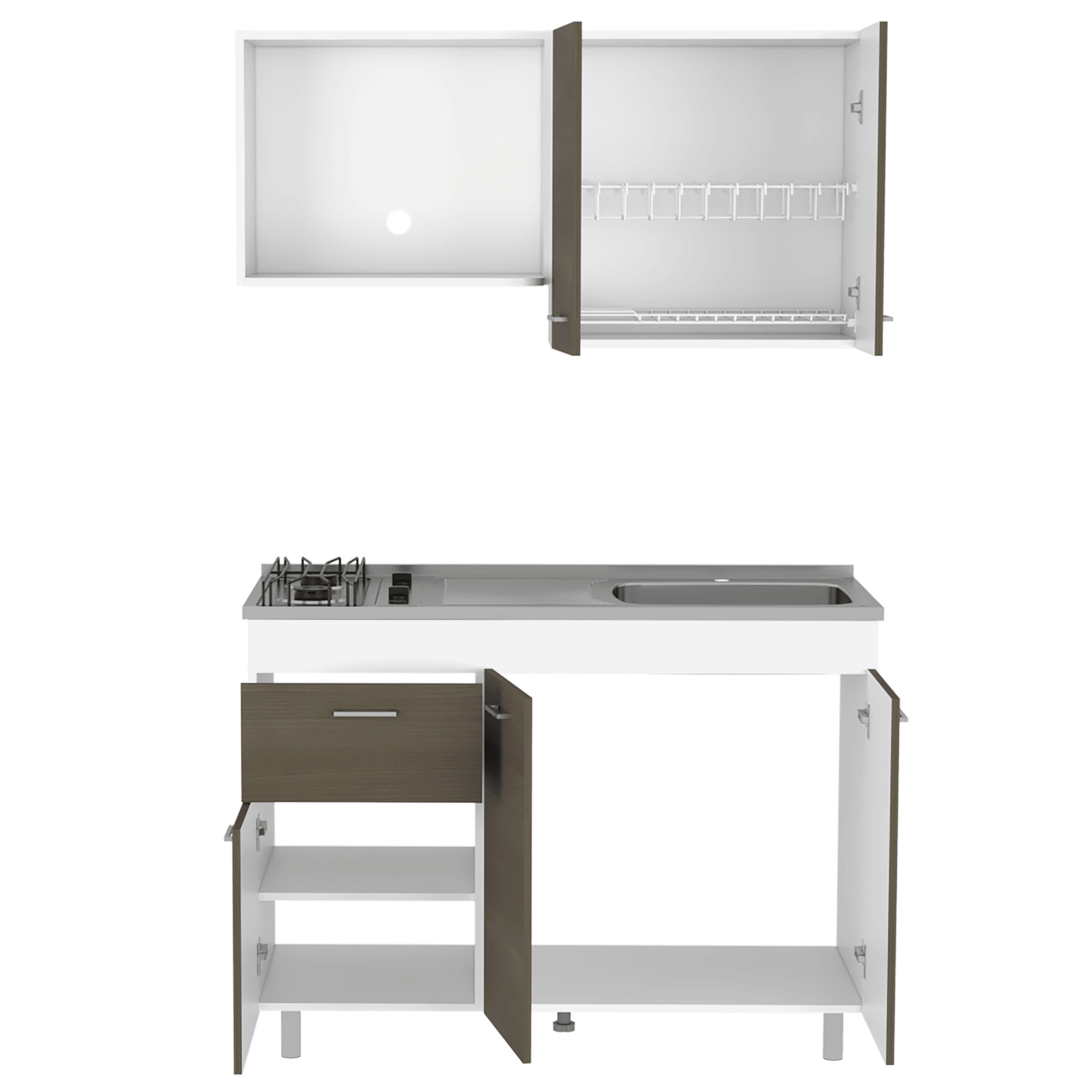 COCINA INTEGRAL ROXANA, BLANCO DUQUEZA Y CANELA, INCLUYE MESON DERECHO