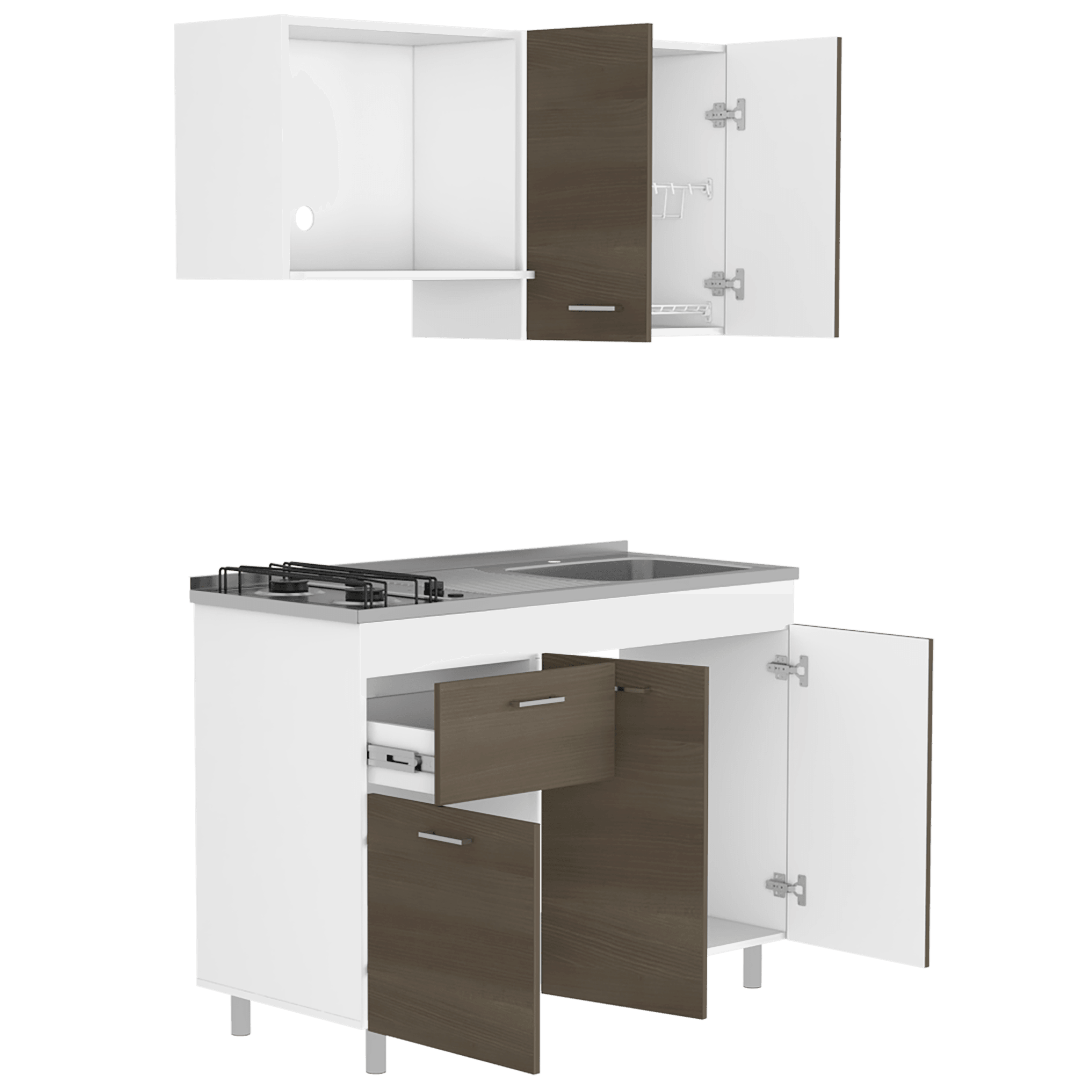 COCINA INTEGRAL ROXANA, BLANCO DUQUEZA Y CANELA, INCLUYE MESON DERECHO