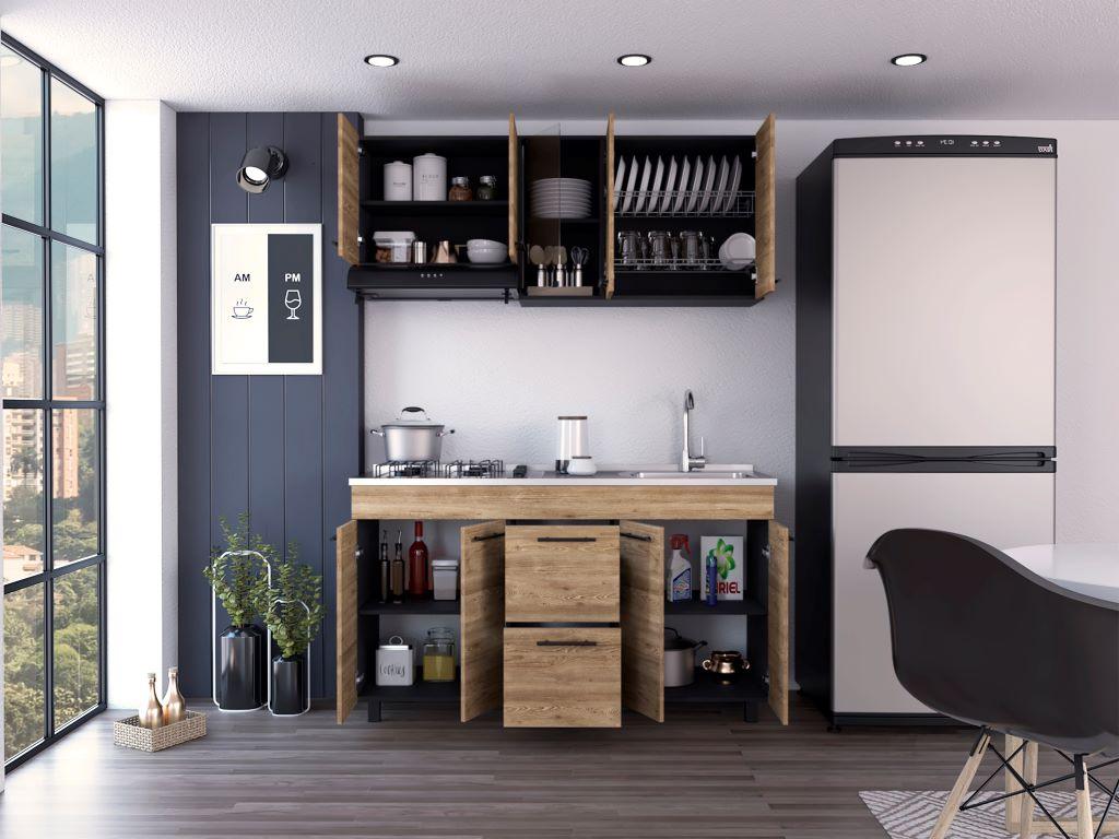 COCINA INTEGRAL PRADA, WENGUE Y MIEL, INCLUYE MESÓN DERECHO