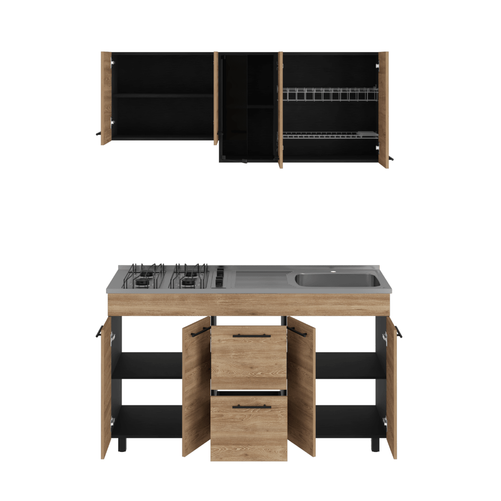 COCINA INTEGRAL PRADA, WENGUE Y MIEL, INCLUYE MESÓN DERECHO