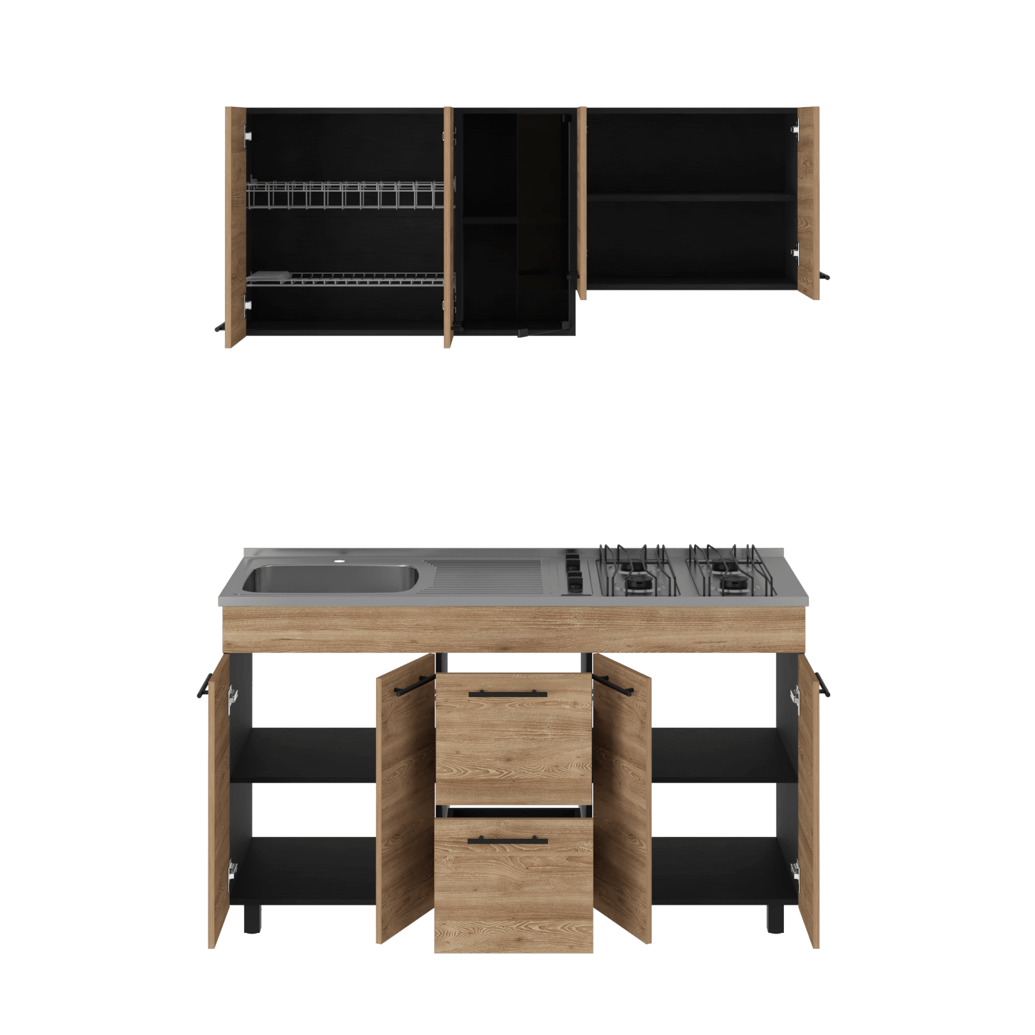 COCINA INTEGRAL PRADA, WENGUE Y MIEL, INCLUYE MESÓN IZQUIERDO