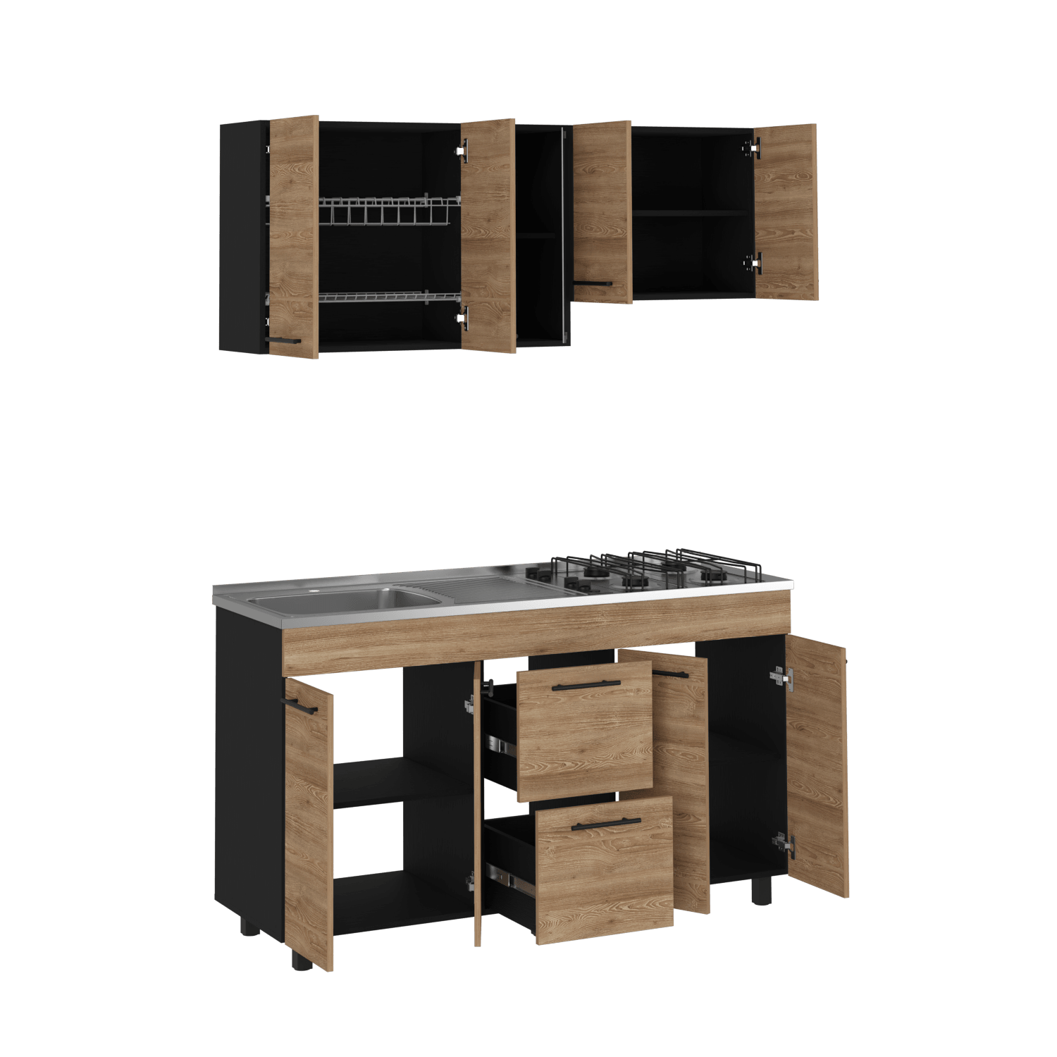 COCINA INTEGRAL PRADA, WENGUE Y MIEL, INCLUYE MESÓN IZQUIERDO