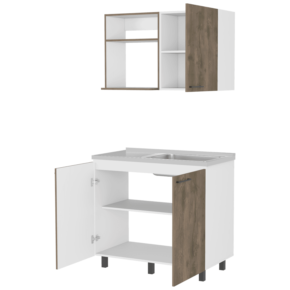 COCINA INTEGRAL CANTABRIA, BLANCO DUQUEZA Y NOGAL, INCLUYE MESÓN DERECHO