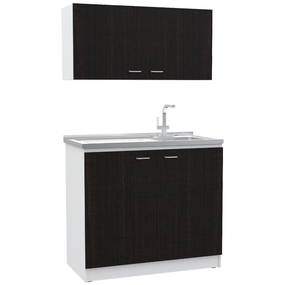 COCINA INTEGRAL CANTABRIA, ROBLE Y BLANCO, IDEAL PARA ESPACIOS PEQUEÑOS, INCLUYE MESÓN DERECHO