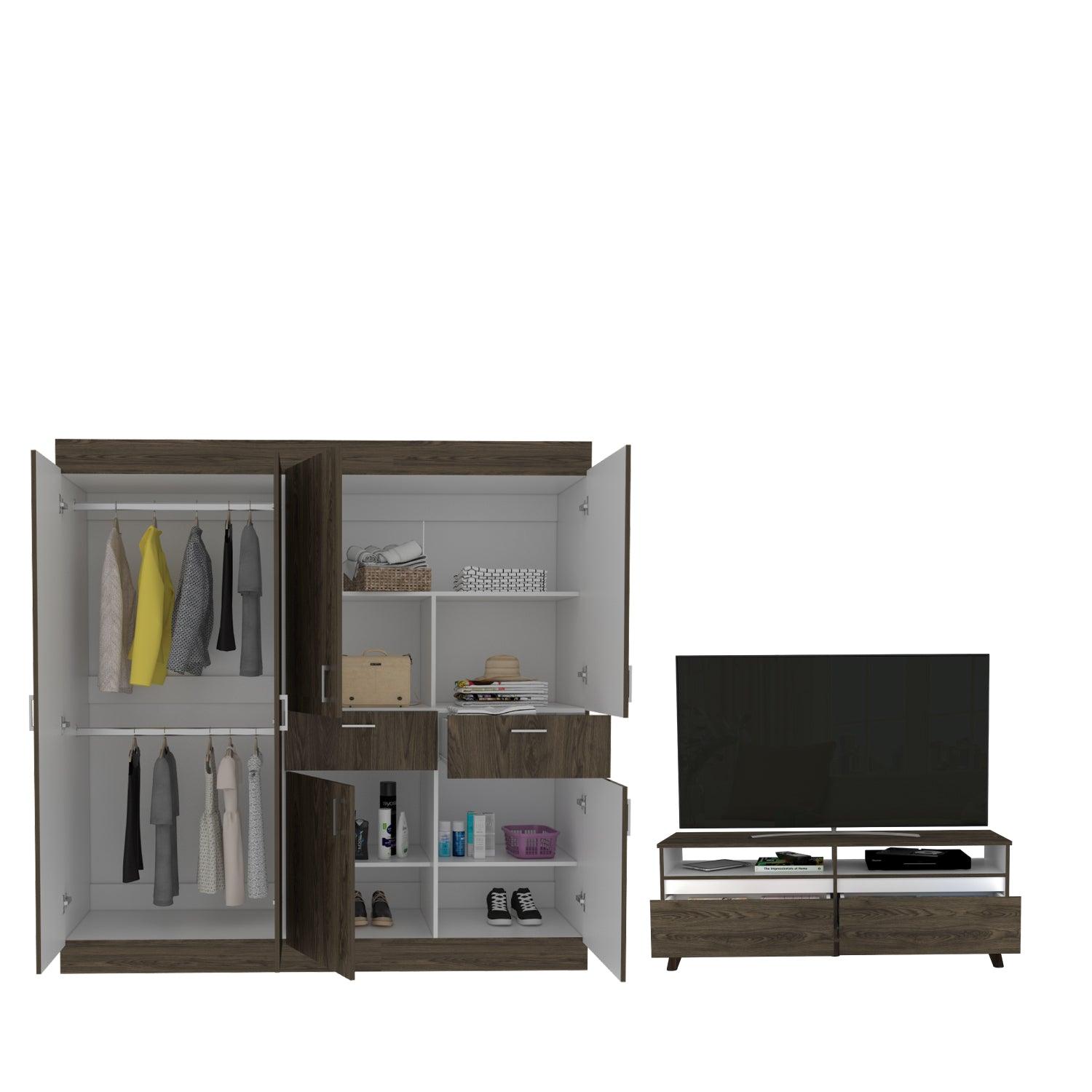 COMBO PARA HABITACIÓN TREICY, INCLUYE CLOSET Y MESA PARA TV