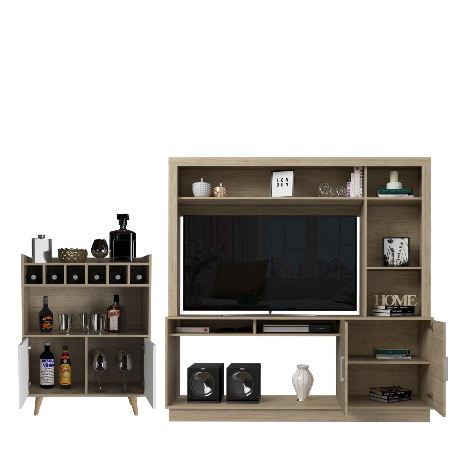 COMBO PARA SALA UNAI, INCLUYE PANEL TV Y MUEBLE BAR