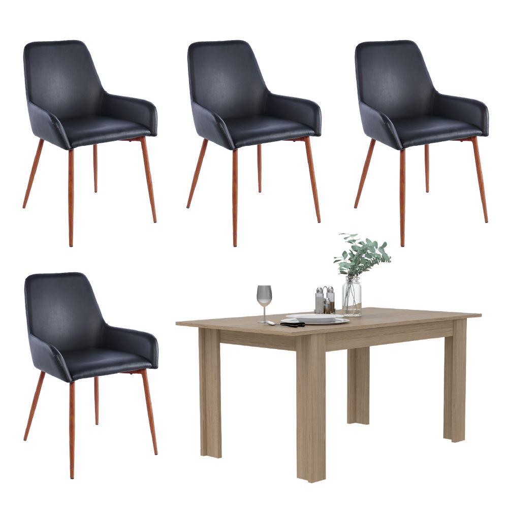 COMEDOR AMAPOLA BEIGE, INCLUYE CUATRO SILLAS NEGRAS