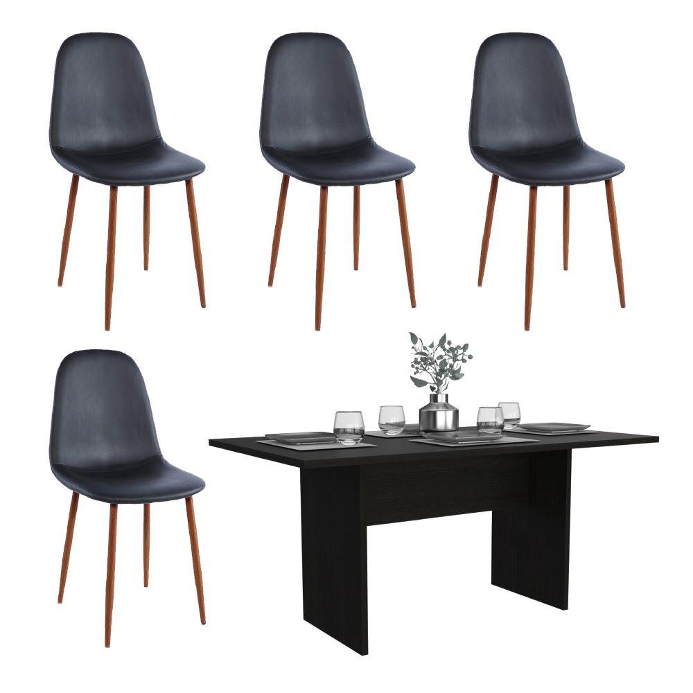 COMEDOR AMARANTO WENGUE, INCLUYE CUATRO SILLAS NEGRAS