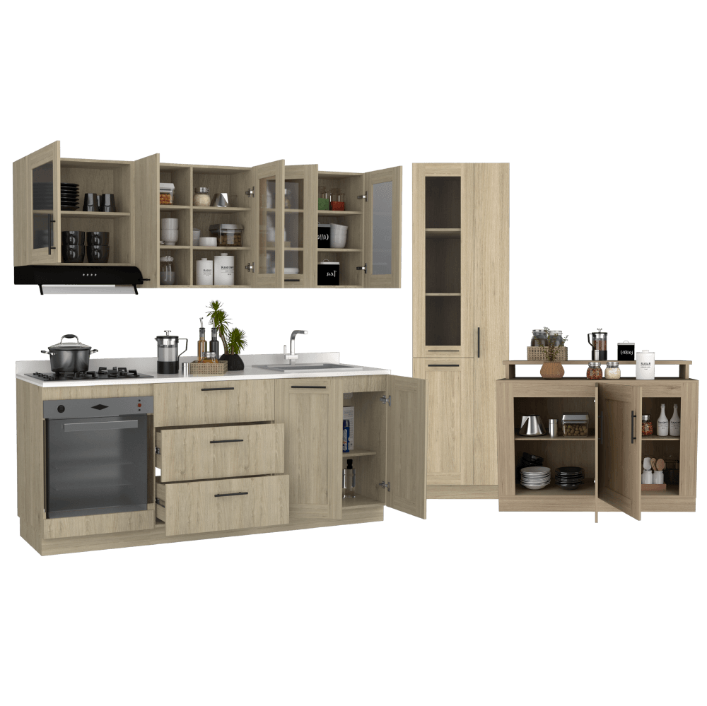 COMBO PARA COCINA SOLNA, INCLUYE COCINA INTEGRAL CON MESÓN DERECHO