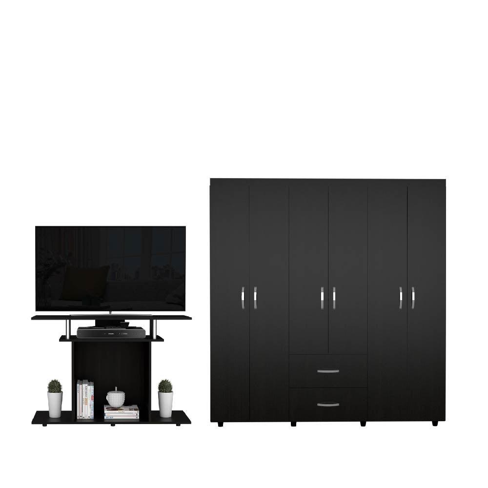 COMBO PARA HABITACIÓN KANSAS INCLUYE CLOSET Y MESA PARA TV