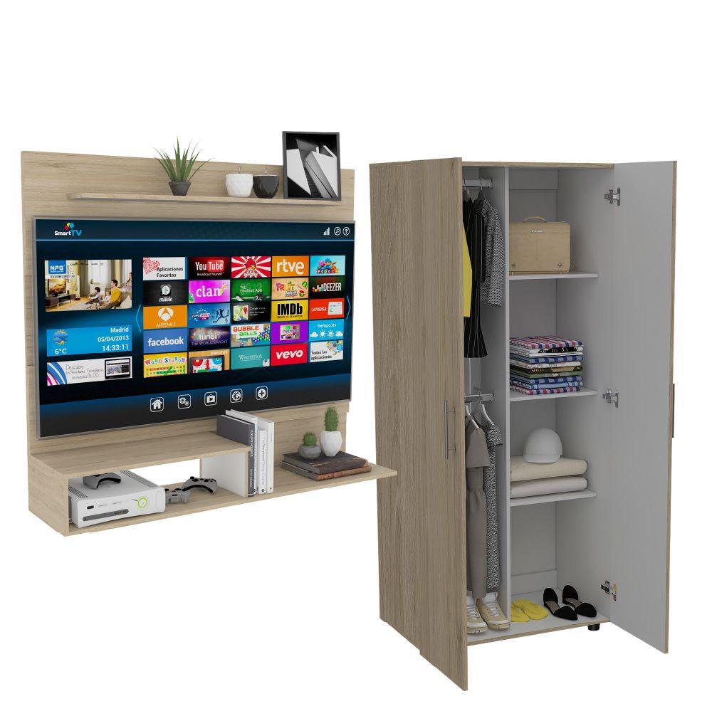 COMBO PARA HABITACIÓN RAICHEL, INCLUYE PANEL DE TV Y CLOSET