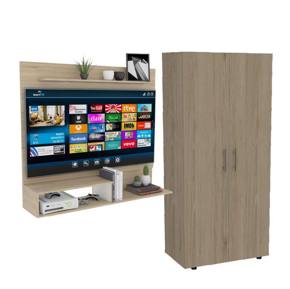 COMBO PARA HABITACIÓN RAICHEL, INCLUYE PANEL DE TV Y CLOSET