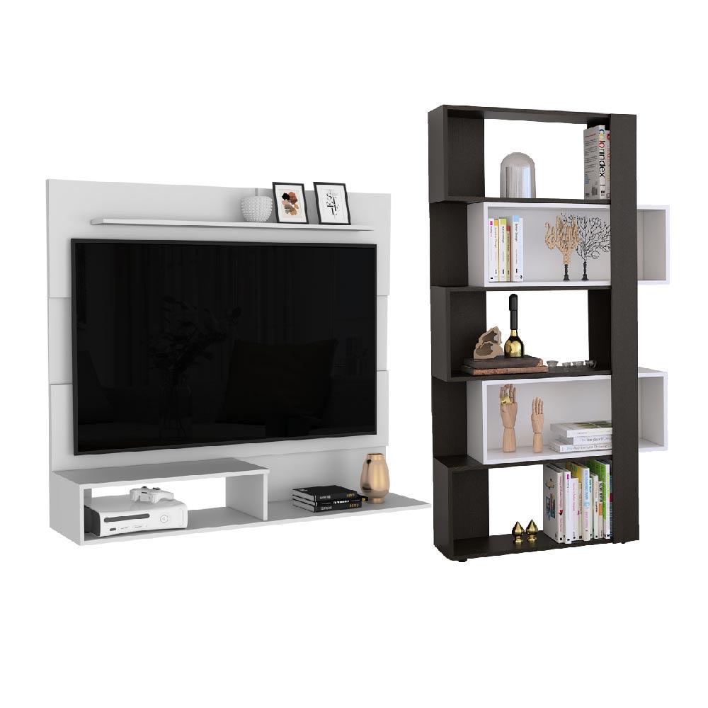 COMBO PARA SALA MINDEL, INCLUYE PANEL DE TV Y BIBLIOTECA