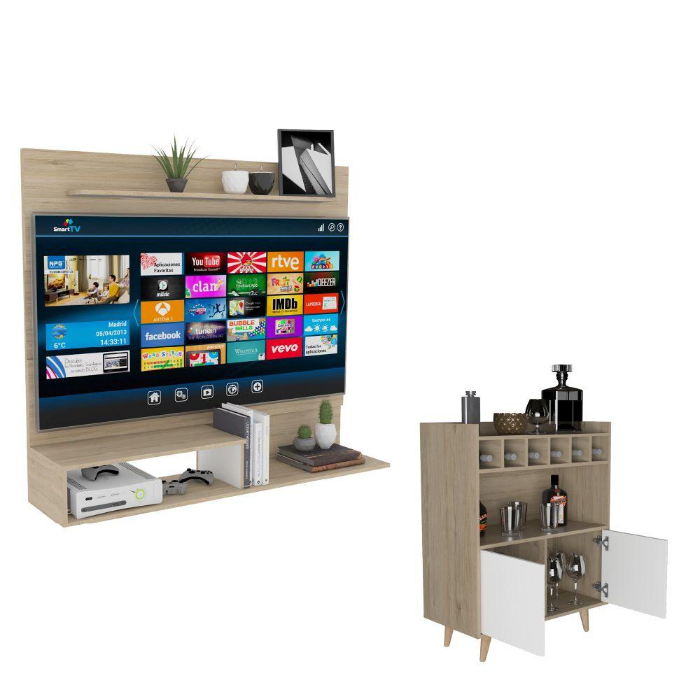 COMBO PARA SALA DE ESTAR BLANDER, INCLUYE PANEL DE TV Y BAR