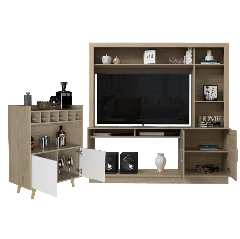 COMBO PARA SALA UNAI, INCLUYE PANEL TV Y MUEBLE BAR