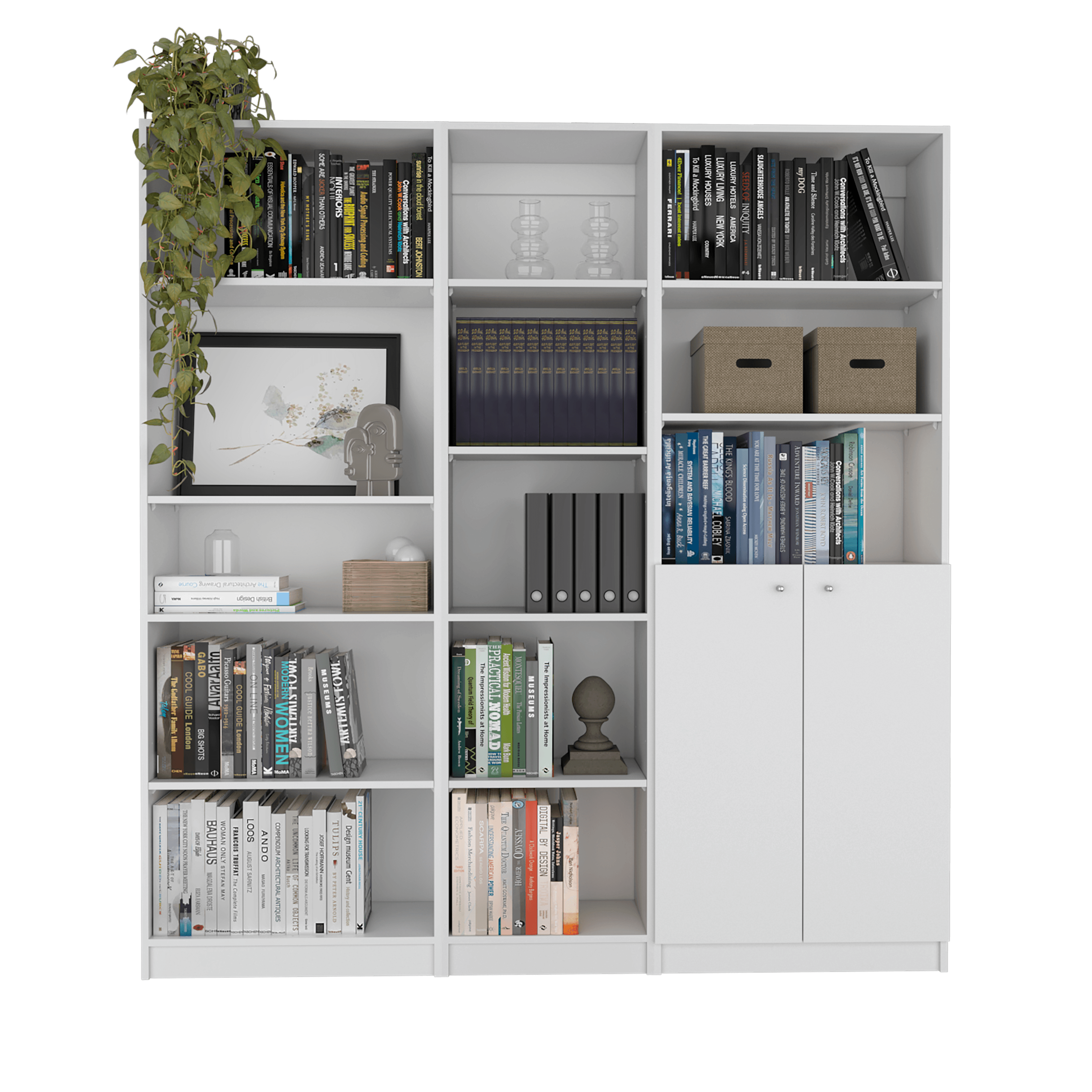 COMBO DE BIBLIOTECAS HOME ECO, BLANCO, INCLUYE TRES BIBLIOTECAS.