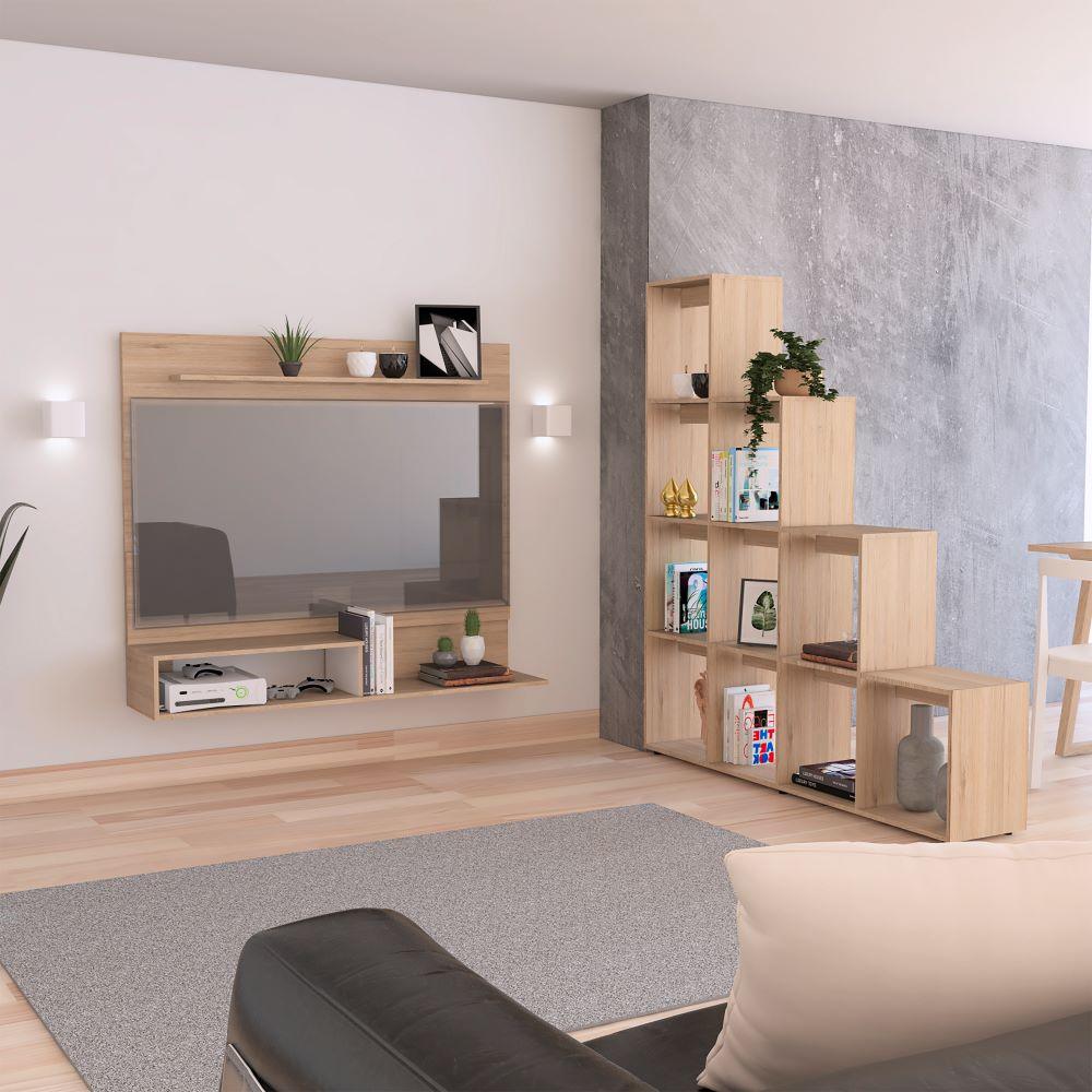 COMBO PARA SALA COLETTE, INCLUYE PANEL TV Y BIBLIOTECA ESCALERA