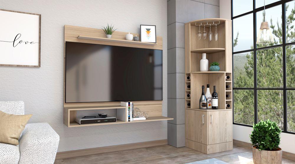 COMBO PARA SALA SALERMO, INCLUYE BAR ESQUINERO Y PANEL TV