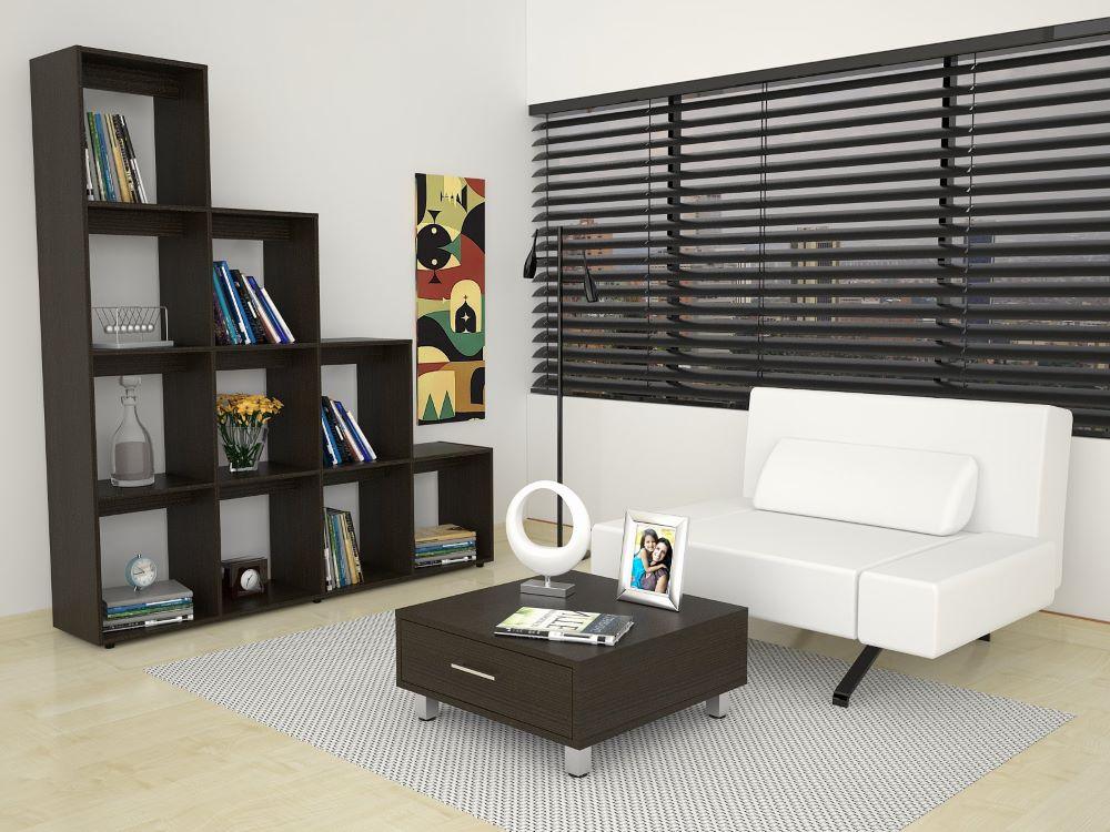 COMBO PARA SALA NIELSEN, INCLUYE BIBLIOTECA ESCALERA Y MESA DE CENTRO