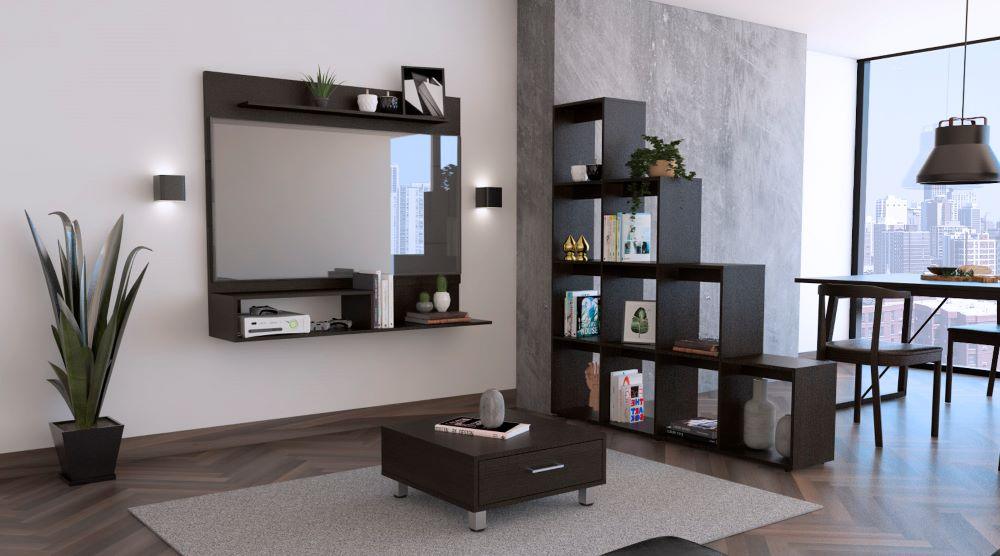 COMBO PARA SALA BROOKLYN, INCLUYE PANEL TV, BIBLIOTECA ESCALERA Y MESA DE CENTRO