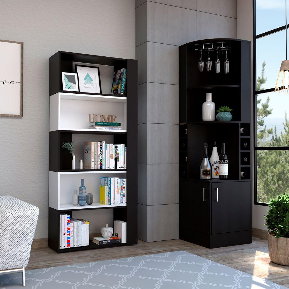 COMBO PARA SALA LEYDEN, INCLUYE BAR ESQUINERO Y BIBLIOTECA CUBO