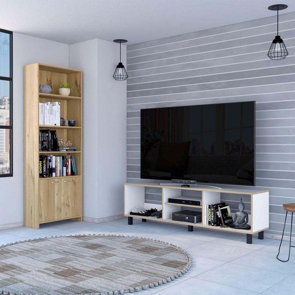 COMBO PARA SALA JANEIRO, INCLUYE MESA PARA TV Y BIBLIOTECA
