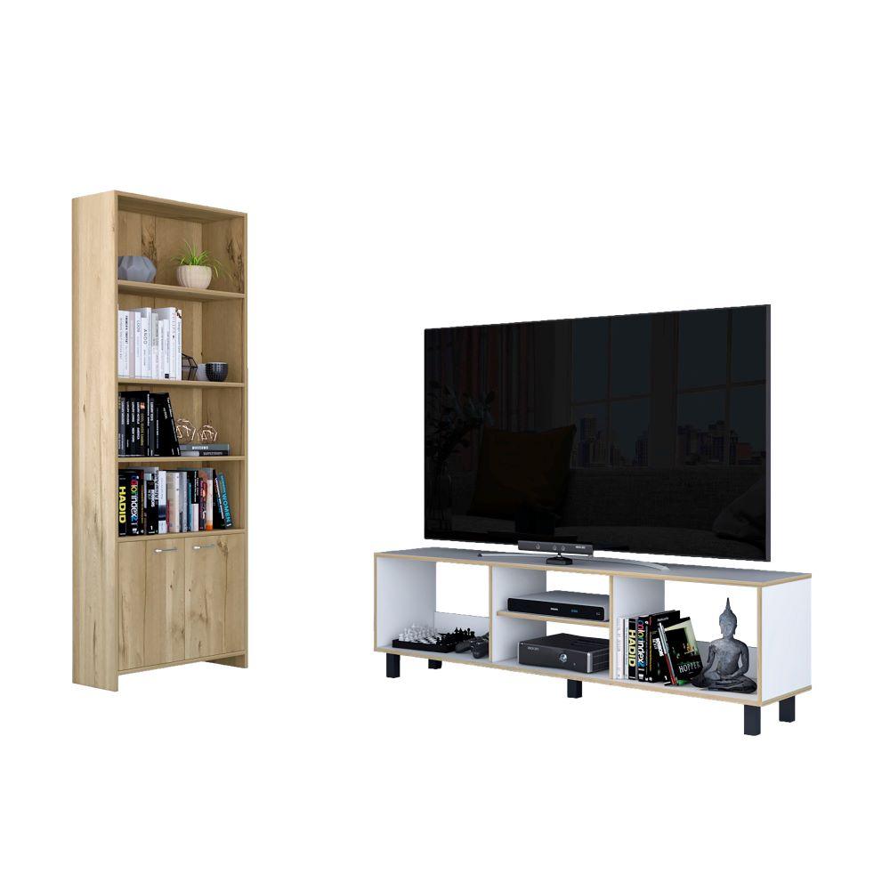 COMBO PARA SALA JANEIRO, INCLUYE MESA PARA TV Y BIBLIOTECA