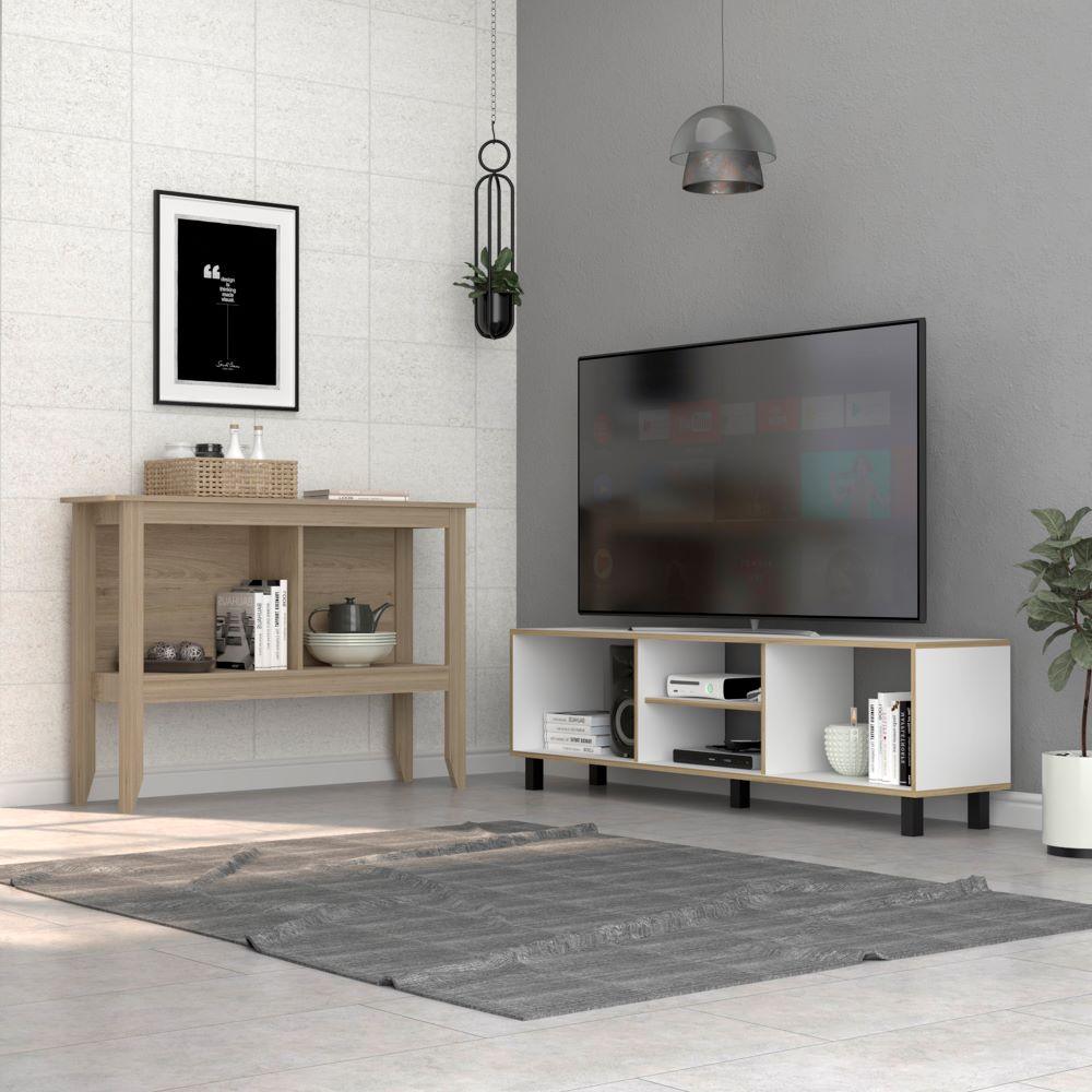 COMBO PARA SALA ESTOCOLMO, INCLUYE MESA PARA TV Y MESA AUXILIAR