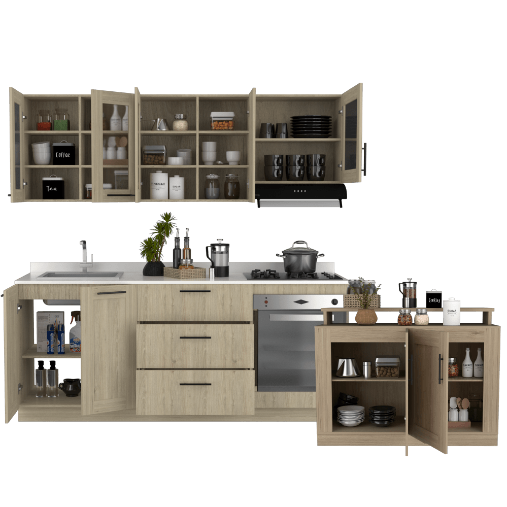 COMBO PARA COCINA MINERVA, INCLUYE COCINA INTEGRAL Y BARRA DE COCINA