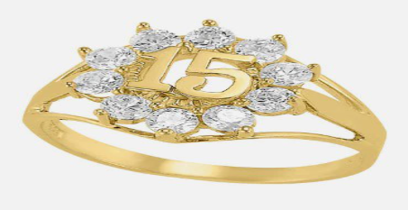 ANILLO 15 AÑOS FLOR CON PIEDRAS
