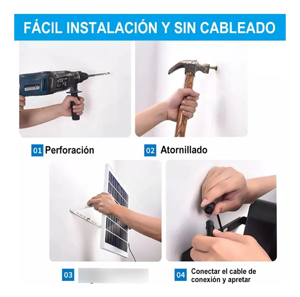 LÁMPARA REFLECTOR SOLAR 100W LED EXTERIOR IP66 CON PANEL SOLAR