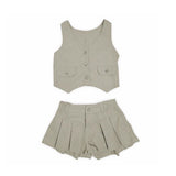 62008 CONJUNTO NIÑA BEBÉ - CHALECO CON MOÑO Y SHORT PRENSES