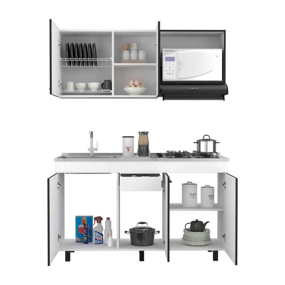 COCINA INTEGRAL DENEB, BLANCO Y WENGUE, INCLUYE MESÓN IZQUIERDO